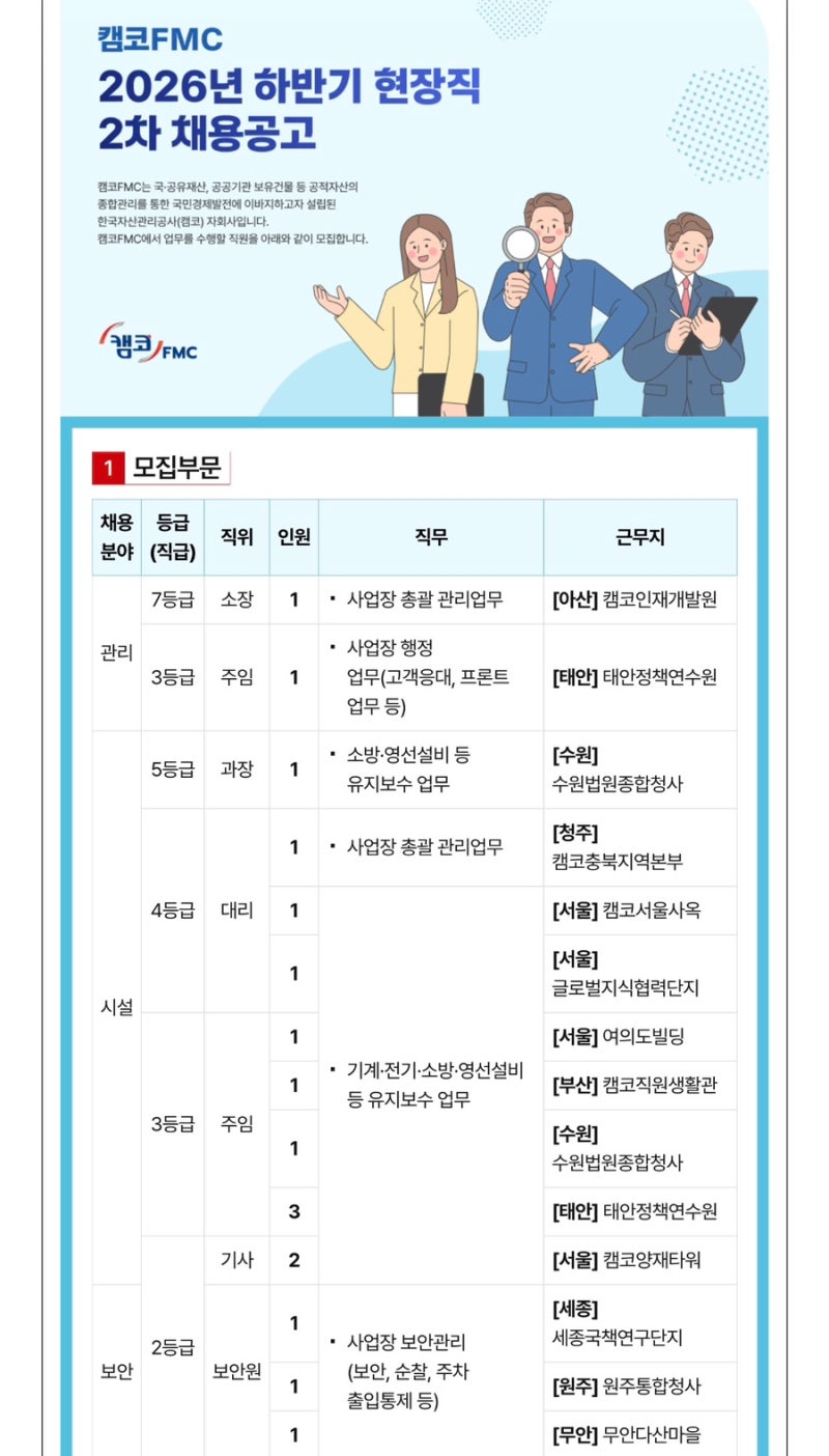 캠코FMC 2026년 하반기 현장직 2차 채용