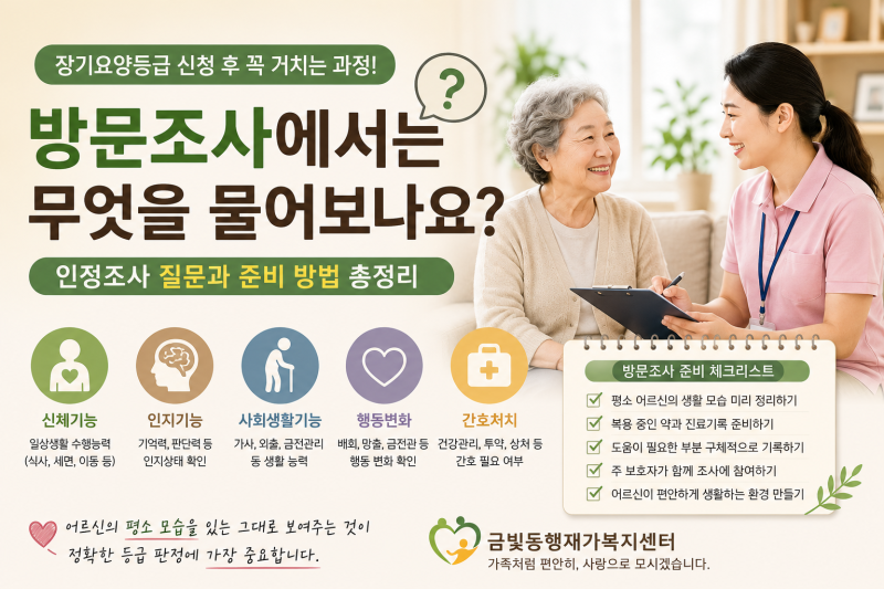 장기요양등급 방문조사에서는 무엇을 물어보나요? 인정조사 질문과 준비 방법 총정리