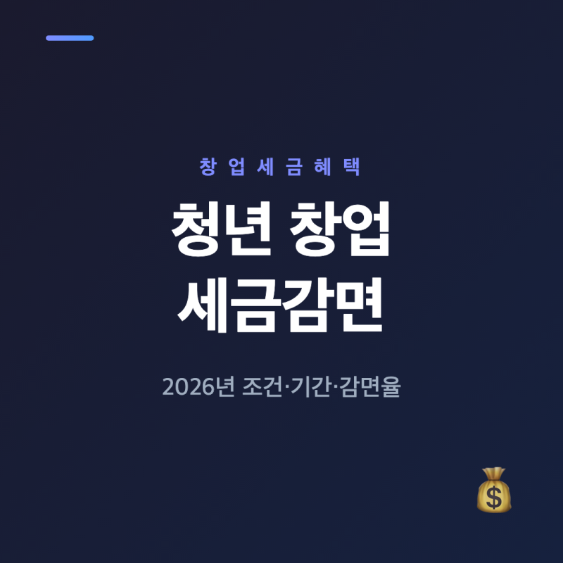 2026 청년창업 세금감면 조건 기간 업종 감면율 나이 지역 취소까지
