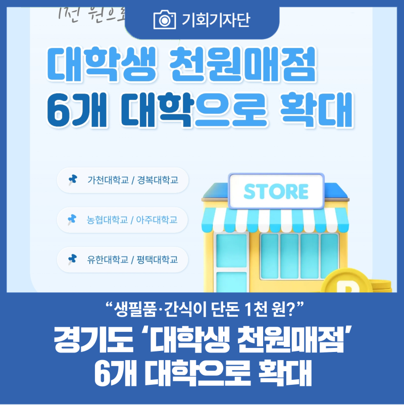 [기회기자단] “생필품·간식이 단돈 1천 원?” 경기도 ‘대학생 천원매점’ 6개 대학으로 확....