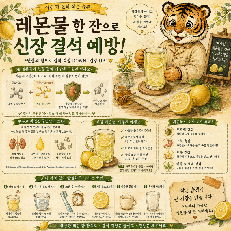 레몬 수산염 결석 예방, 구연산 신장 건강 효과와레몬물 조리법 확인해봤어요