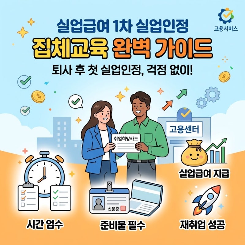 실업급여 1차 실업인정 & 집체교육 정리