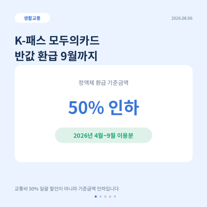 K패스 모두의카드 반값 환급 총정리｜9월까지 기준금액 50% 인하