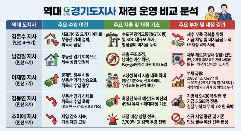 경기도 '재정 비상 상황' 선언! 김문수·남경필·이재명·김동연·추미애까지 역대 도지사별 ....