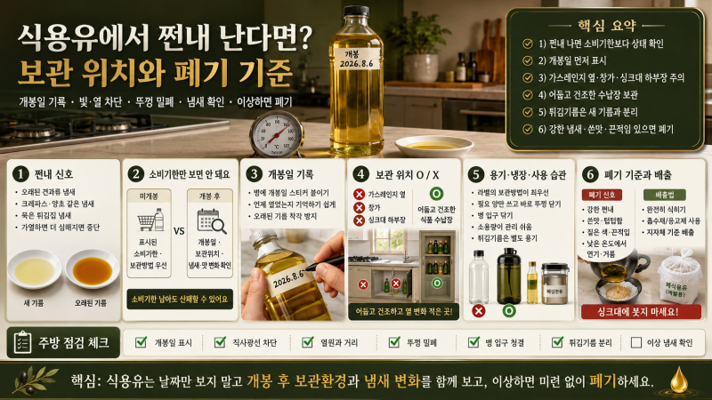 여름철 식용유에서 쩐내가 난다면? 산패 막는 보관 위치
