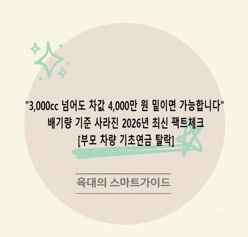 "3,000cc 넘어도 차값 4,000만 원 밑이면 가능합니다" 배기량 기준 사라진 2026년 최신 팩트체크 [....