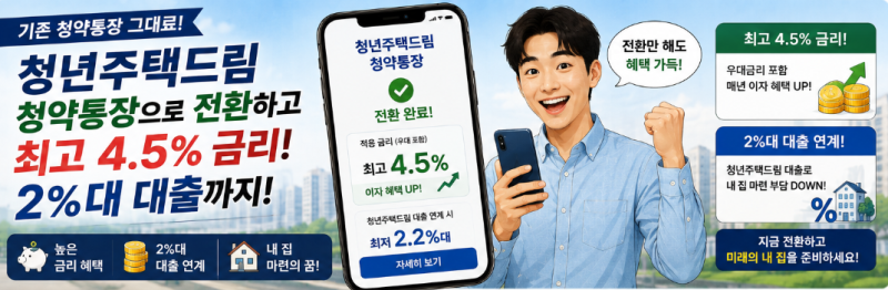 [2026 국민 필수 수호 Part 5] 청년 자산 형성의 종착지! 청년주택드림 청약통장 전환 조건 & 2%대....