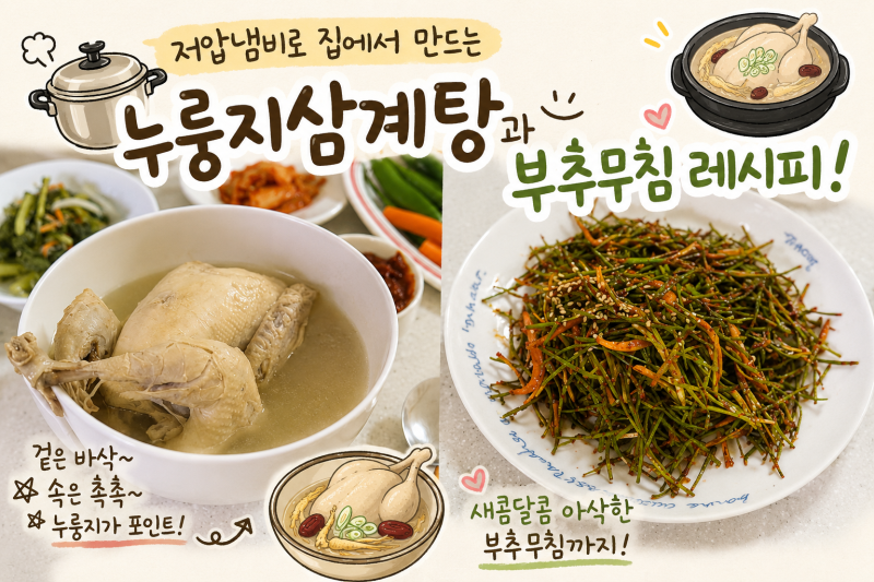 14일 말복에는 집에서 누룽지삼계탕 & 영양부추무침 어떠신가요! 간편 레시피 금손레시피 황....