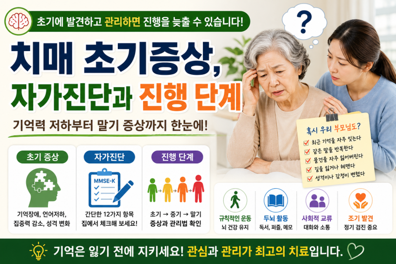치매 초기 증상부터 자가진단, 진행 단계까지 꼭 알아야 할 정보