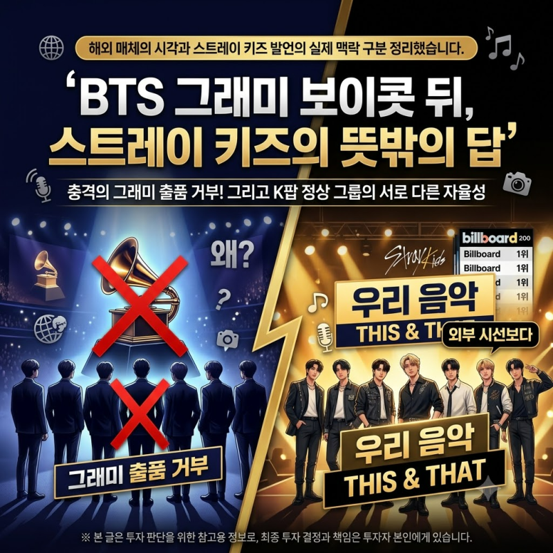 BTS 그래미 보이콧 뒤, 스트레이 키즈의 뜻밖의 답