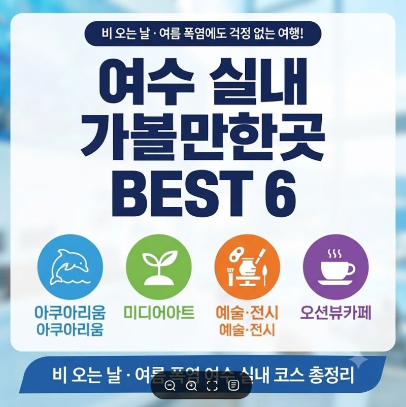 여수 실내 가볼만한곳 BEST 6｜비 오는 날·폭염 피하는 실내 코스 추천