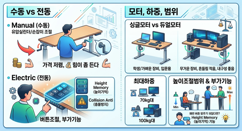2026년 스탠딩책상 디시 추천 TOP5, 수동·전동부터 듀얼모터까지 비교 정리