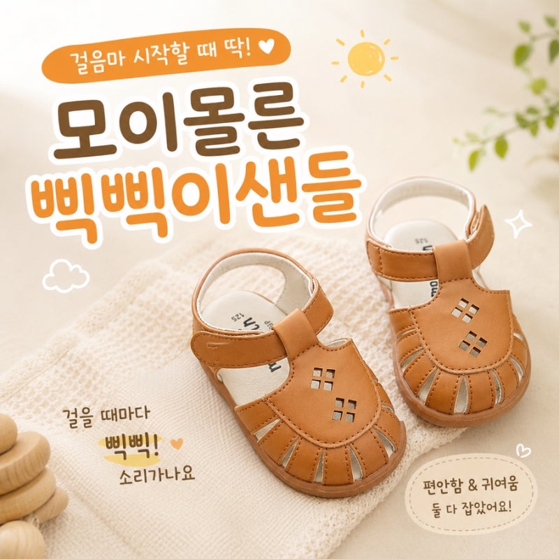 12개월 돌아기 여름 걸음마신발 추천 ! 모이몰른 삑삑이샌들로 걸음마연습해요