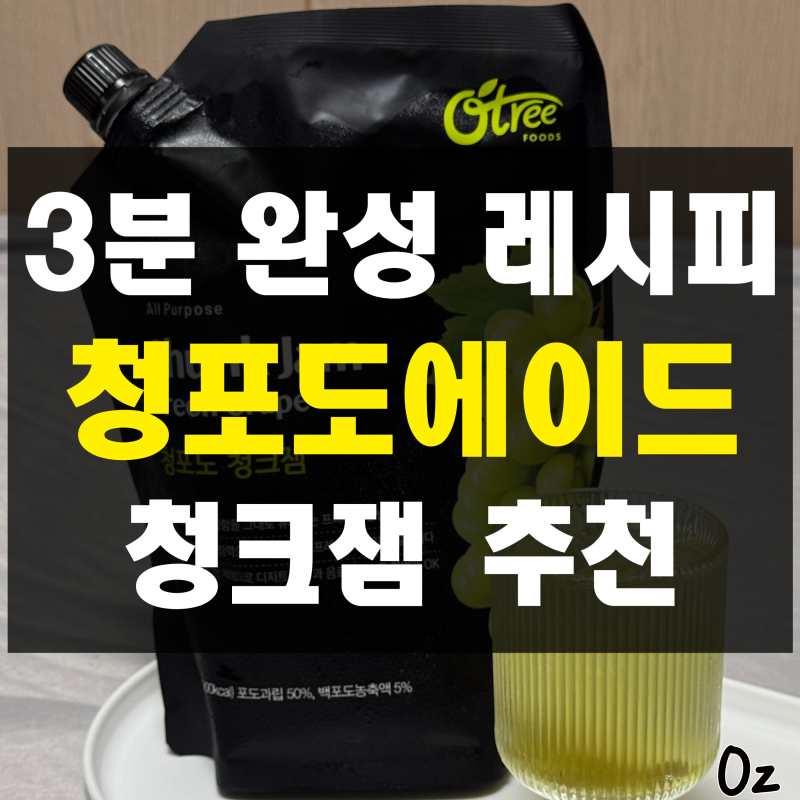 알갱이 많은 시원한 청포도에이드 만들기 오트리푸드 청포도 청크잼 솔직 후기 추천