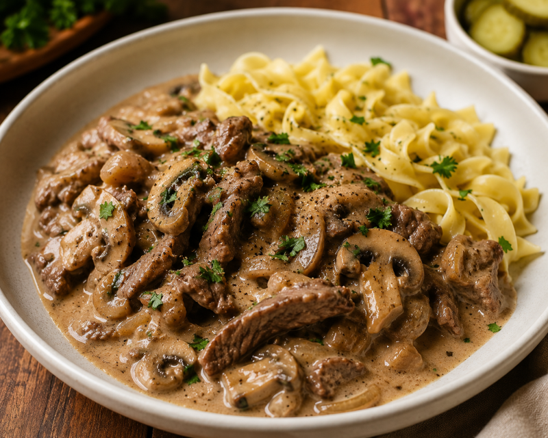 ️ 비프 스트로가노프(Beef Stroganoff) 부드러운 소고기와 버섯 사워크림소스 레시피 / 자취생 ....