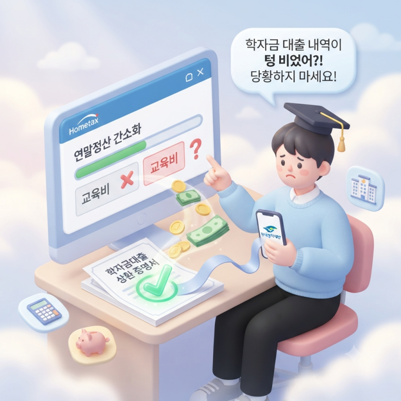 홈택스 연말정산 간소화 서비스에서 학자금 대출 상환 내역이 누락되었을 때 대처법 (2026년 ....