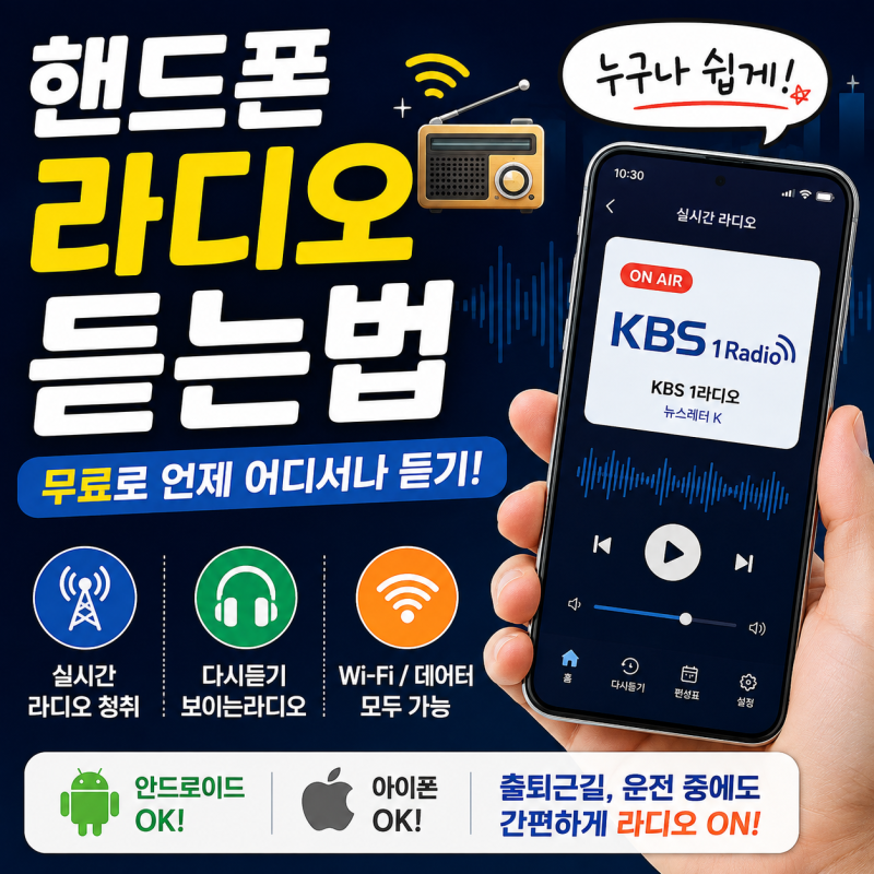 핸드폰 라디오 듣는법｜무료로 언제 어디서나 쉽게 듣는 방법