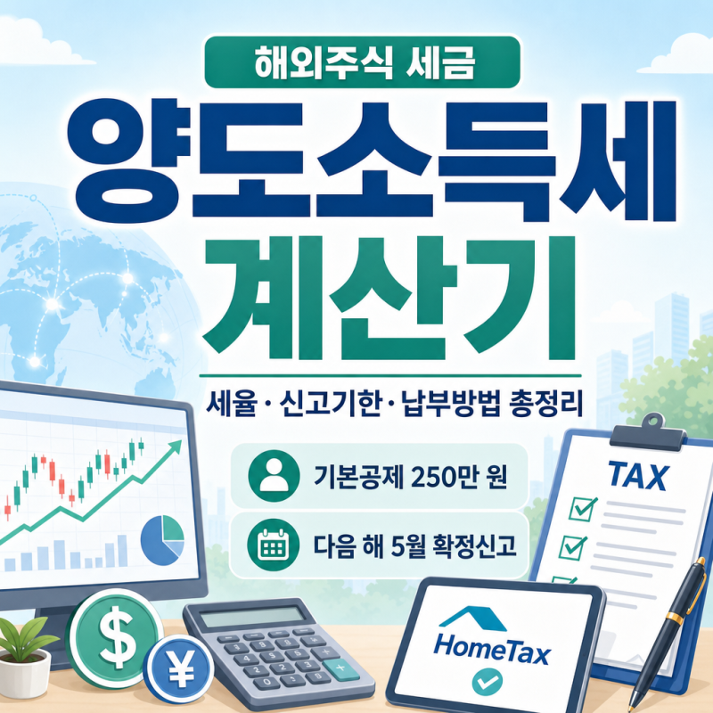 해외주식 양도소득세 계산기｜세율·기한후신고·납부방법 총정리