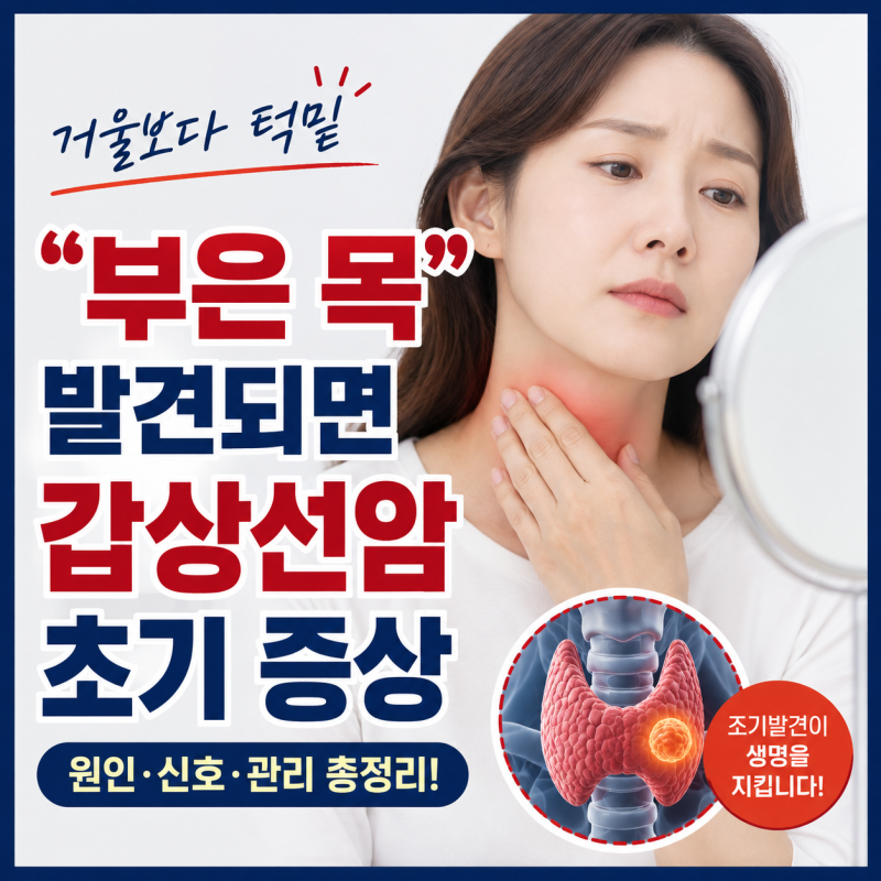 거울보다 턱밑 "부은 목" 발견되면 갑상선암 초기 증상 확인하세요.