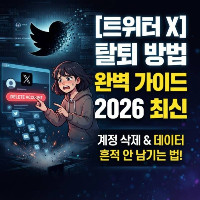 트위터 X 탈퇴 방법 및 계정 삭제 시 데이터 흔적 안 남기는 법 (2026 최신)