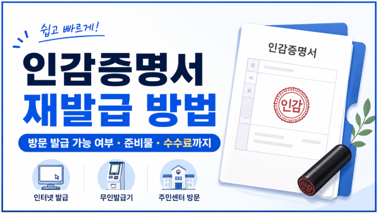인감증명서 재발급 방법 총정리 | 방문 발급 가능 여부·준비물·수수료까지