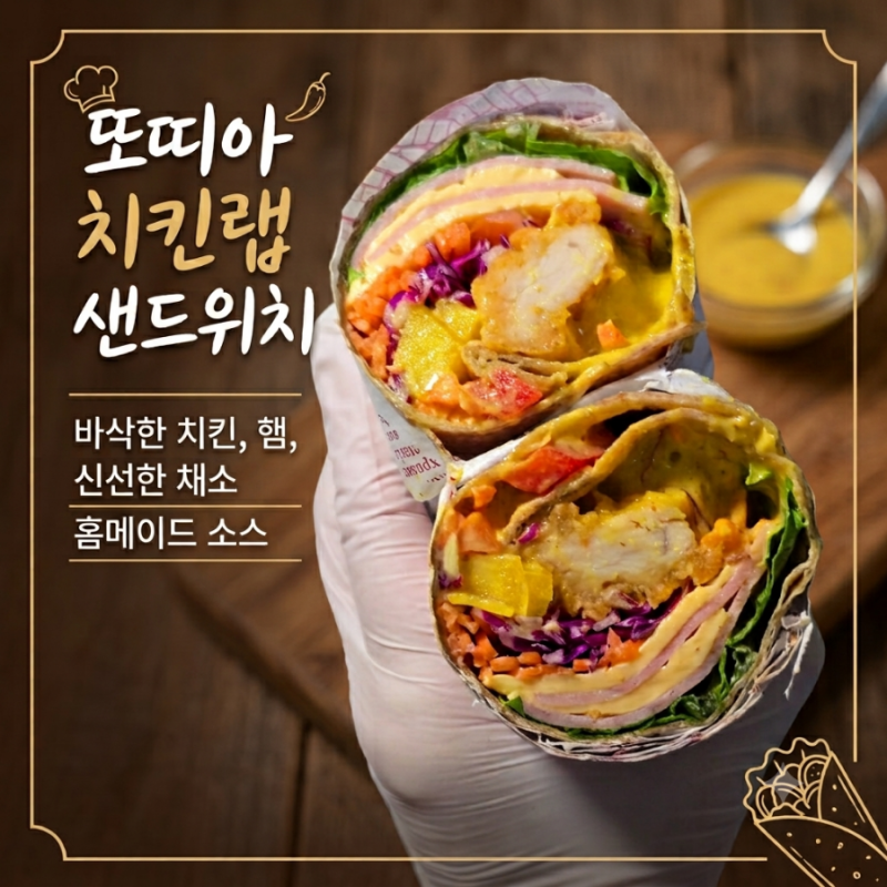 야채 듬뿍! 또띠아 치킨랩 만들기, 카페 스타일 단체주문인기만점 랩샌드위치 레시피