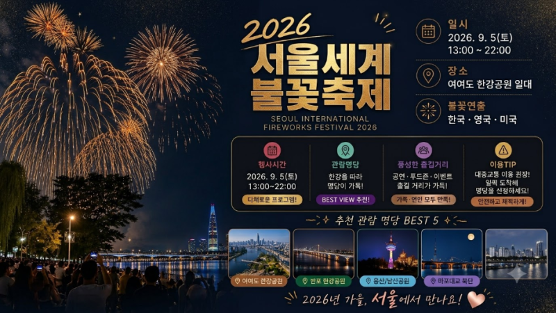 2026 서울세계불꽃축제 일정 장소 골든티켓,오렌지플레이존 예매 꿀팁 총정리