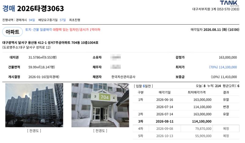 대구 달서구 성서7주공아파트 경매 2억대 아파트가 1억 1,410만원? 선순위 전입자 권리분석 사진 3