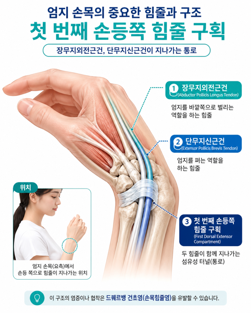 구리 드퀘르뱅 건초염, 손목 주변 해부학부터 치료까지