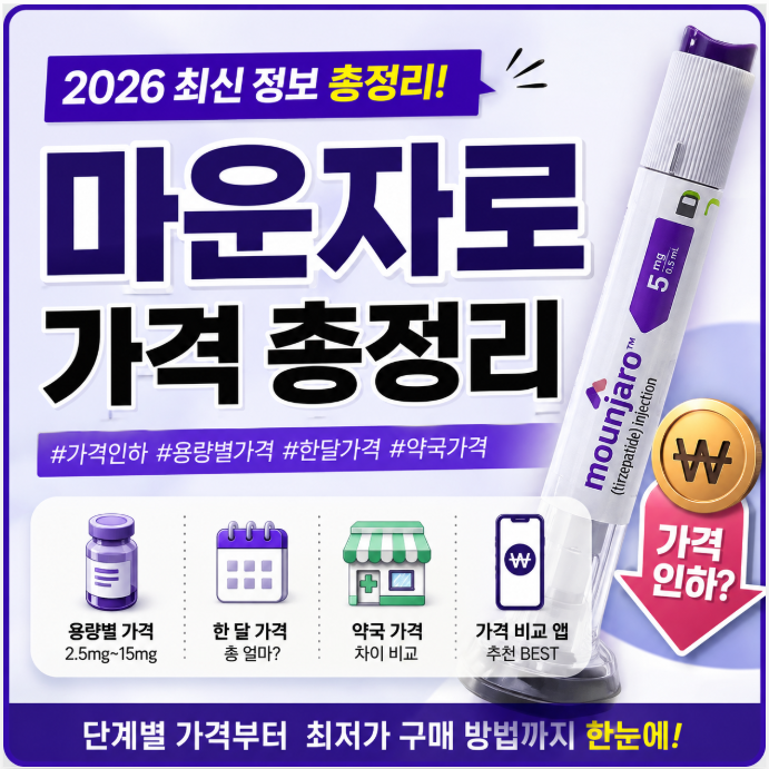 마운자로 가격 총정리 (가격인하 / 한달·용량·단계별·약국 가격 비교 / 부작용)