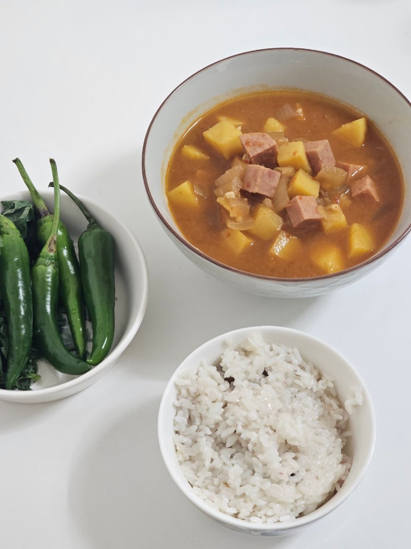 감자스팸고추장찌개 만들기, 자취생 냉파요리 추천