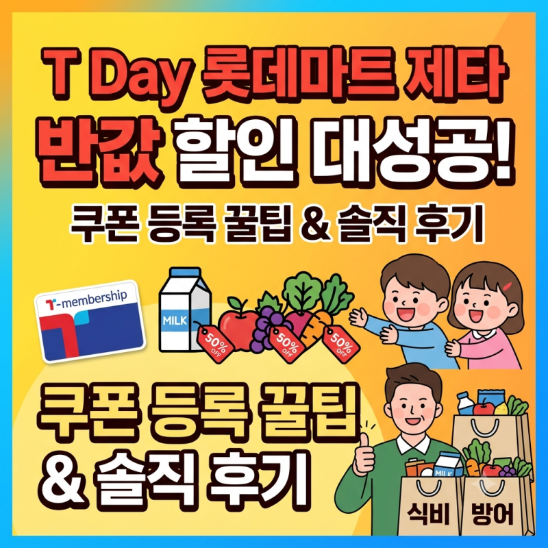 T데이 롯데마트 제타 반값 할인 쿠폰 등록법 | 쌍둥이 장보기 식비 방어 솔직 사용기