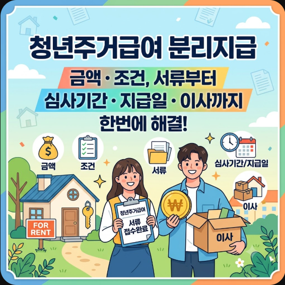 청년주거급여 분리지급 금액.조건, 서류부터 심사기간.지급일.이사까지 한번에