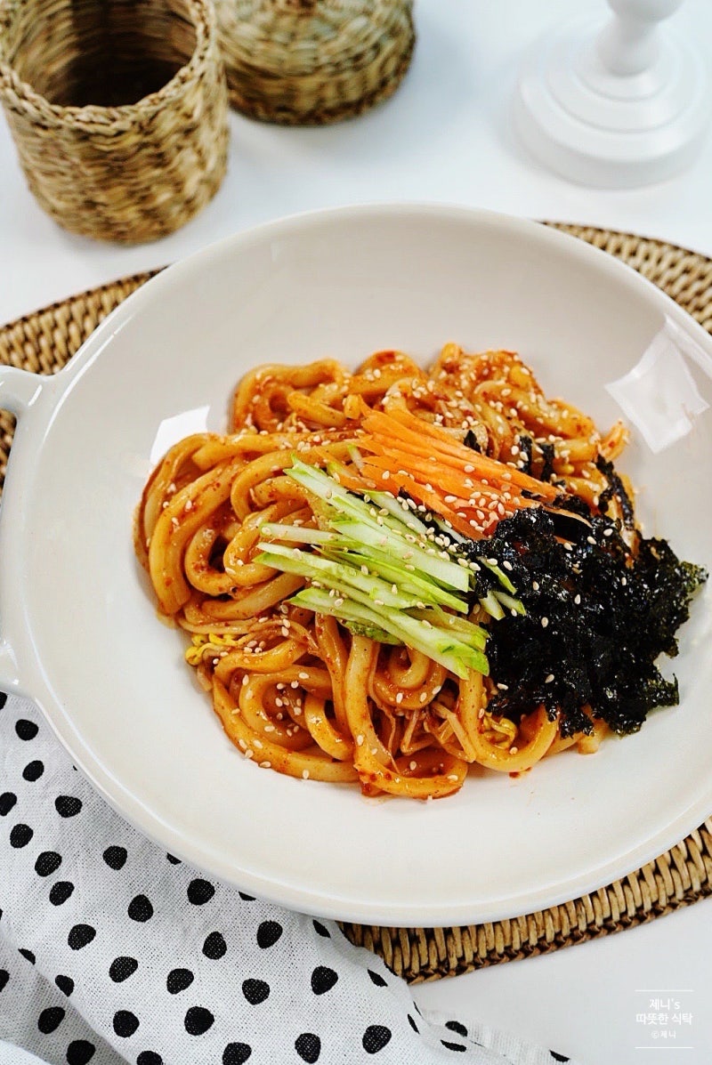 콩나물 비빔우동 비빔장 만들기, 새콤달콤 우동면 요리