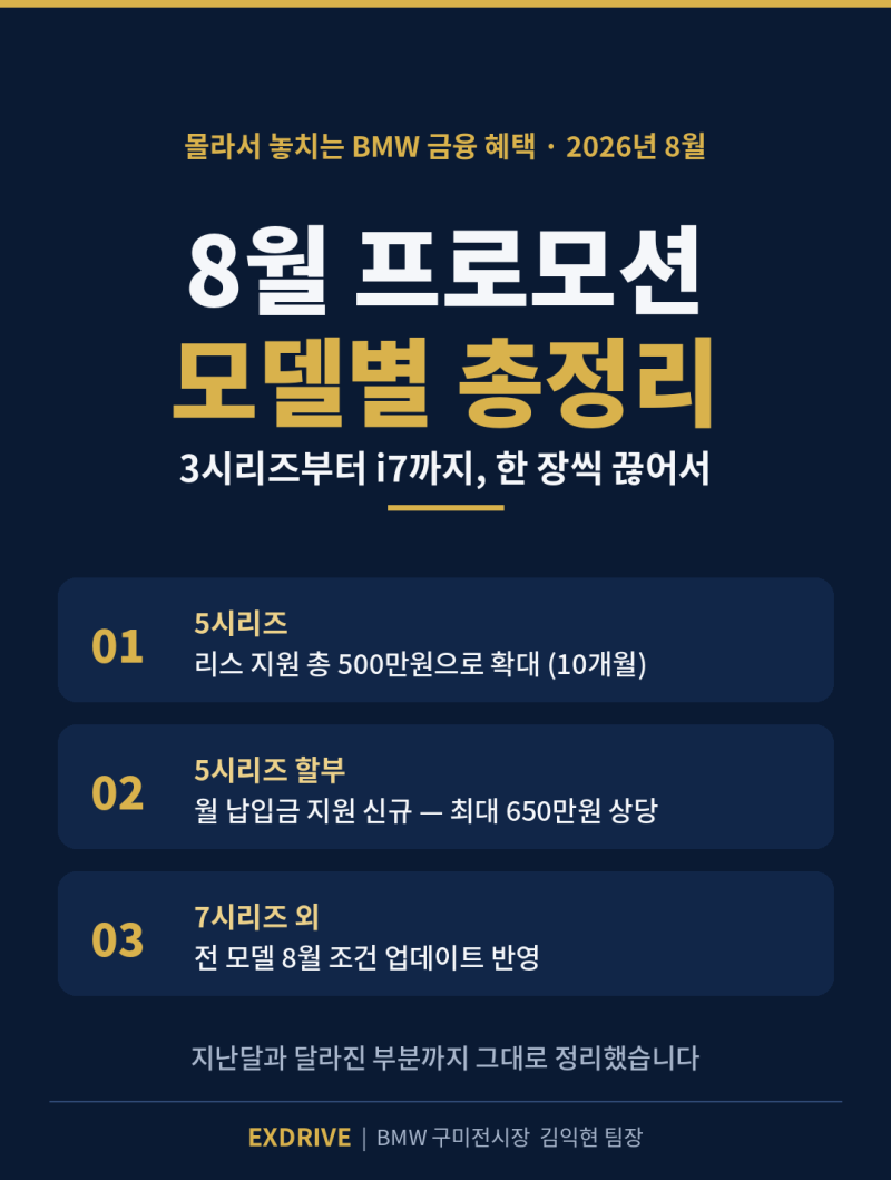 2026년 8월 BMW 프로모션모델별 총정리