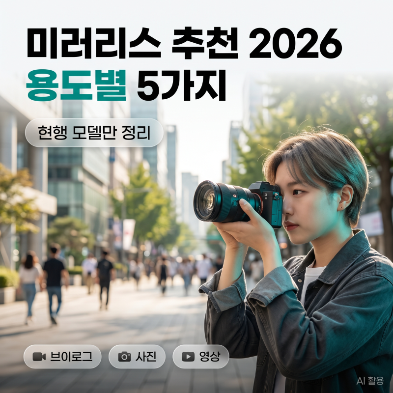 미러리스 카메라 추천 2026, 용도별로 딱 5가지