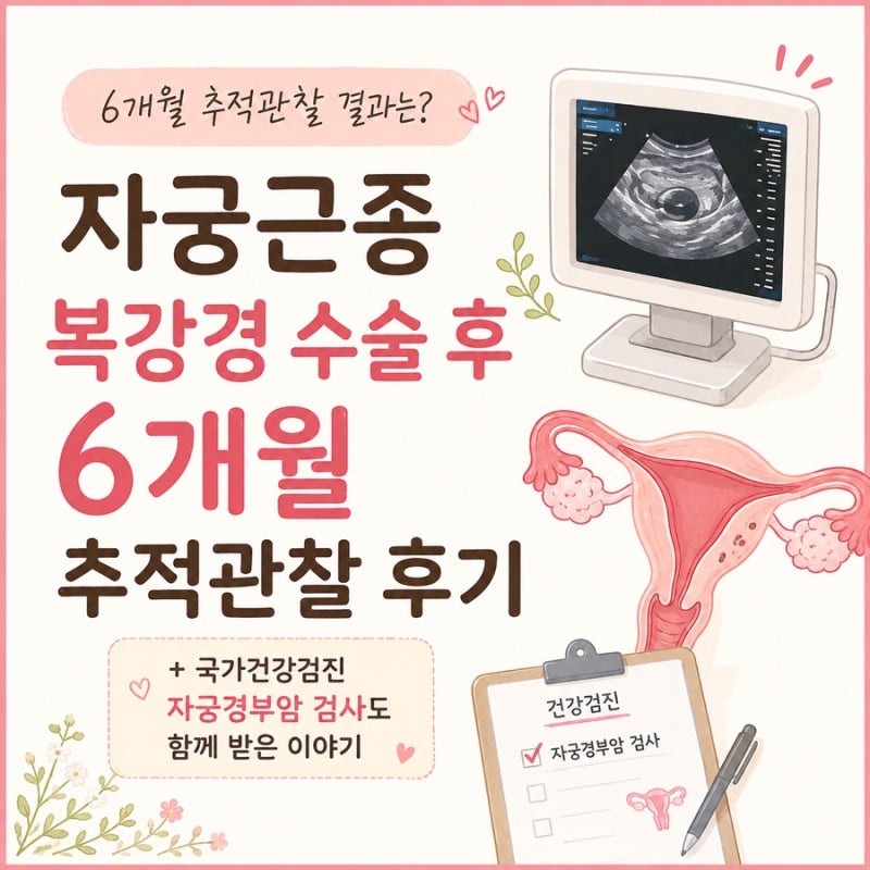 자궁근종 복강경 수술 후 6개월 추적관찰 후기(+ 국가건강검진 자궁경부암 검사도 함께 받은 ....