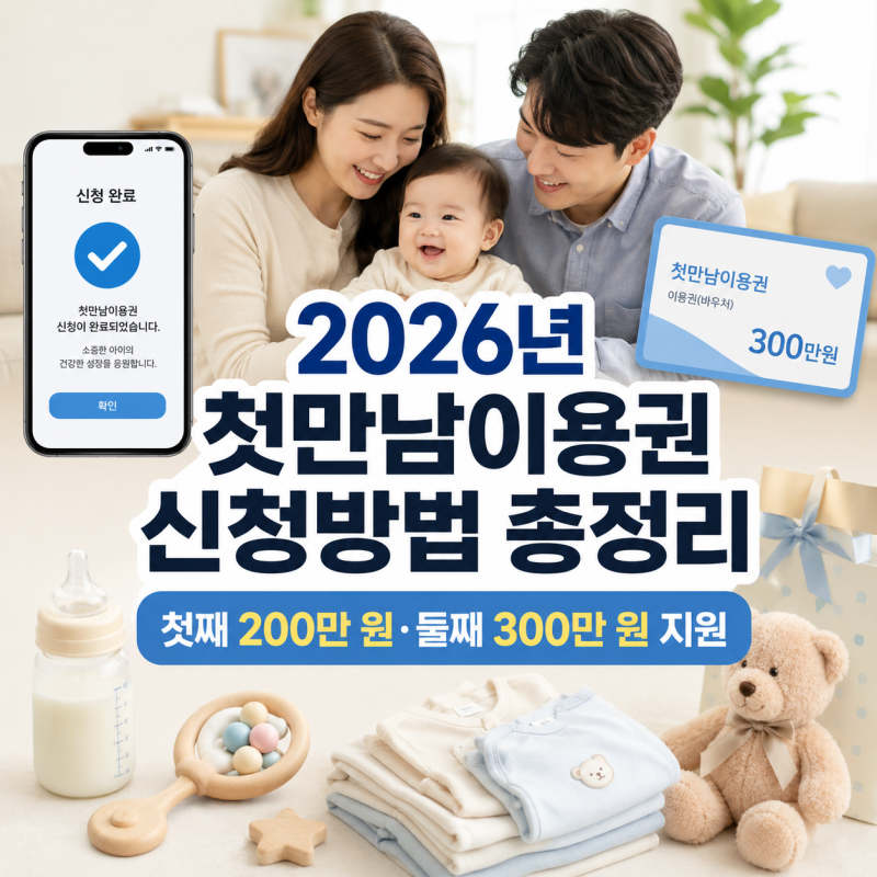 2026년 첫만남이용권 신청방법 총정리｜첫째 200만 원·둘째 300만 원 지원
