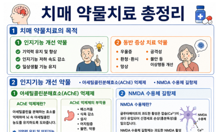 [성인간호학] 88. 치매 약물 치료 핵심 정리