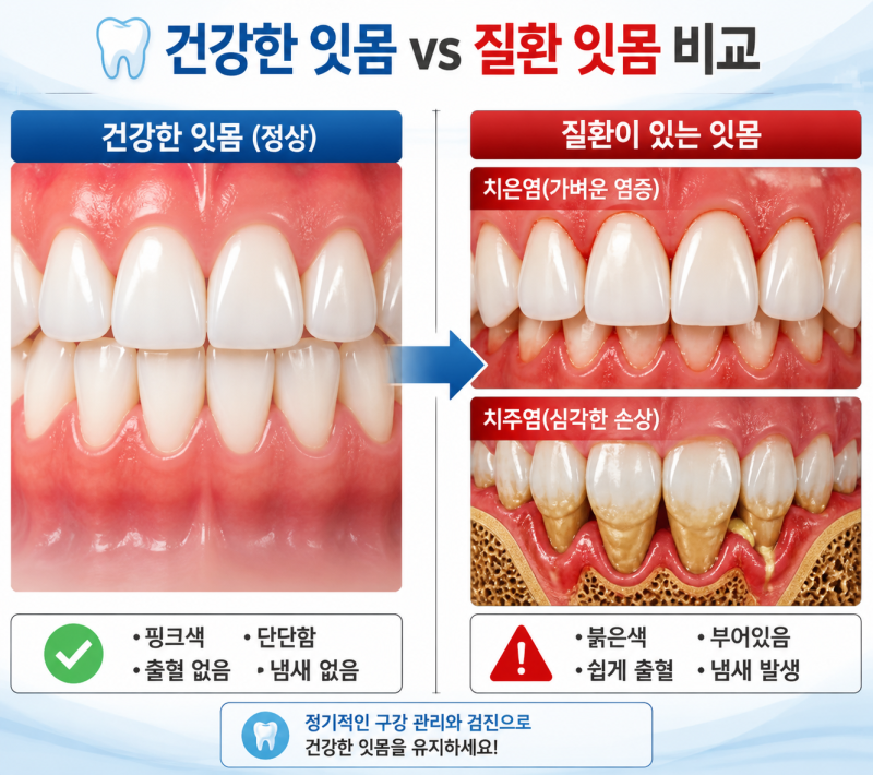 잇몸 붓기, 치은염일까 치주염일까 — 원인부터 임플란트까지 총정리