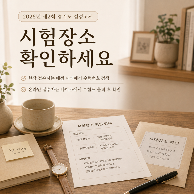 2026 경기도 검정고시 시험장소 확인 방법, 현장접수와 온라인접수는 다릅니다