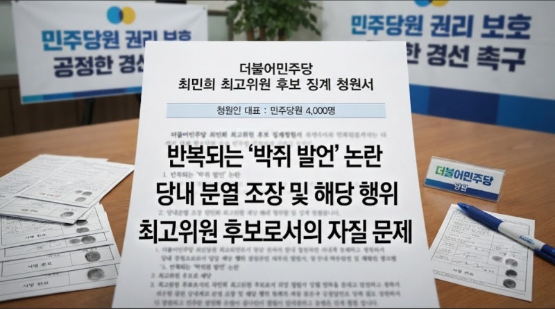 민주당원 4,000명, '박쥐 발언' 최민희 최고위원 후보 징계 청원 나선 이유