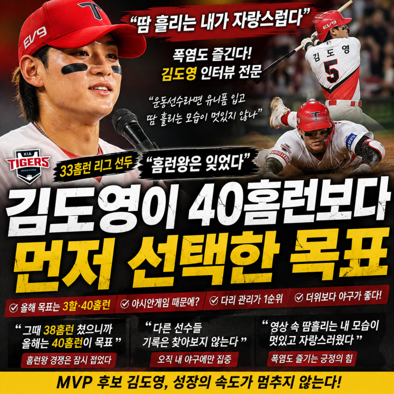 "김도영은 왜 홈런보다 타율을 선택했을까?" 직접 밝힌 속마음