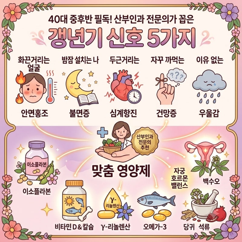 갱년기 직전 나타나는 신호 5가지 & 맞춤 영양제