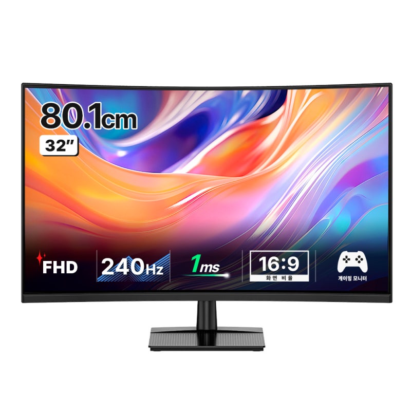 잘 나가는 제품 32인치모니터 한성컴퓨터 FHD 240Hz 게이밍 커브드 모니터, 80.1cm, TFG32F24V2(일반) ....