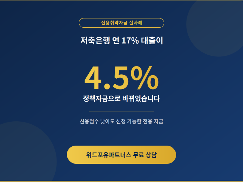 신용점수 낮다고 대출 포기하셨나요, 신용취약자금부터 확인하세요