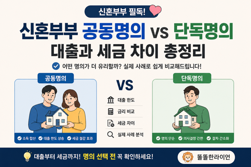 공동명의가 무조건 유리할까요?신혼부부 공동명의 vs 단독명의, 대출과 세금은 어떻게 달라....