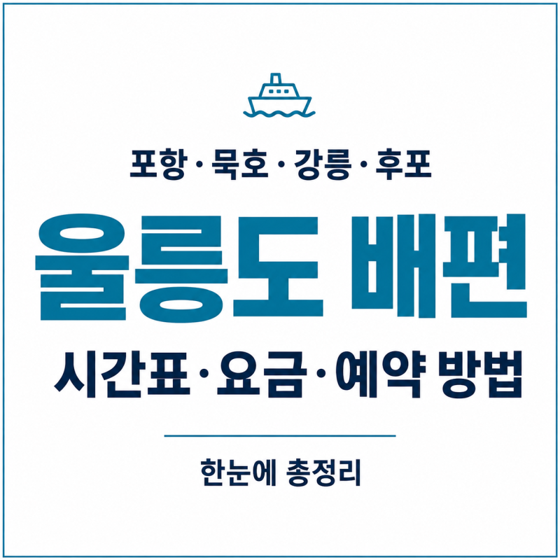 울릉도 배편 예약 총정리｜포항·묵호·강릉·후포 시간표 요금 차량 선적