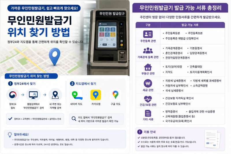 무인민원발급기 위치 찾기 및 발급 가능 서류종류 총정리