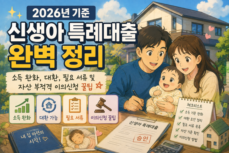 [No. 390] 2026년 기준 신생아 특례대출 완벽 정리: 소득 완화, 대환, 필요 서류 및 자산 부적격 ....